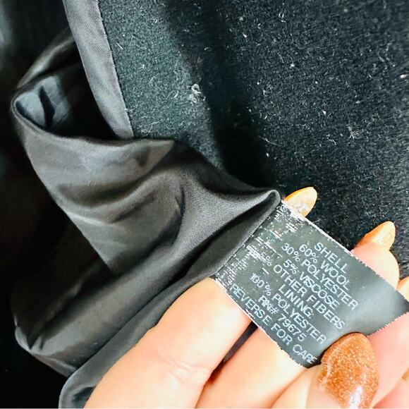 MK MICHAEL KORS Black Wool Button Front Zipper Pockets Classic Jacket Pea Coat M - Picture 7 of 16